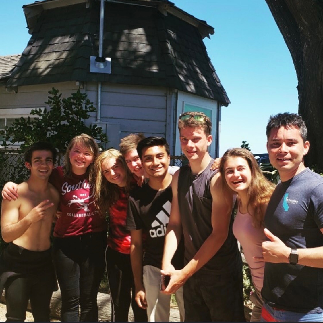 Ezra with a surf lesson group